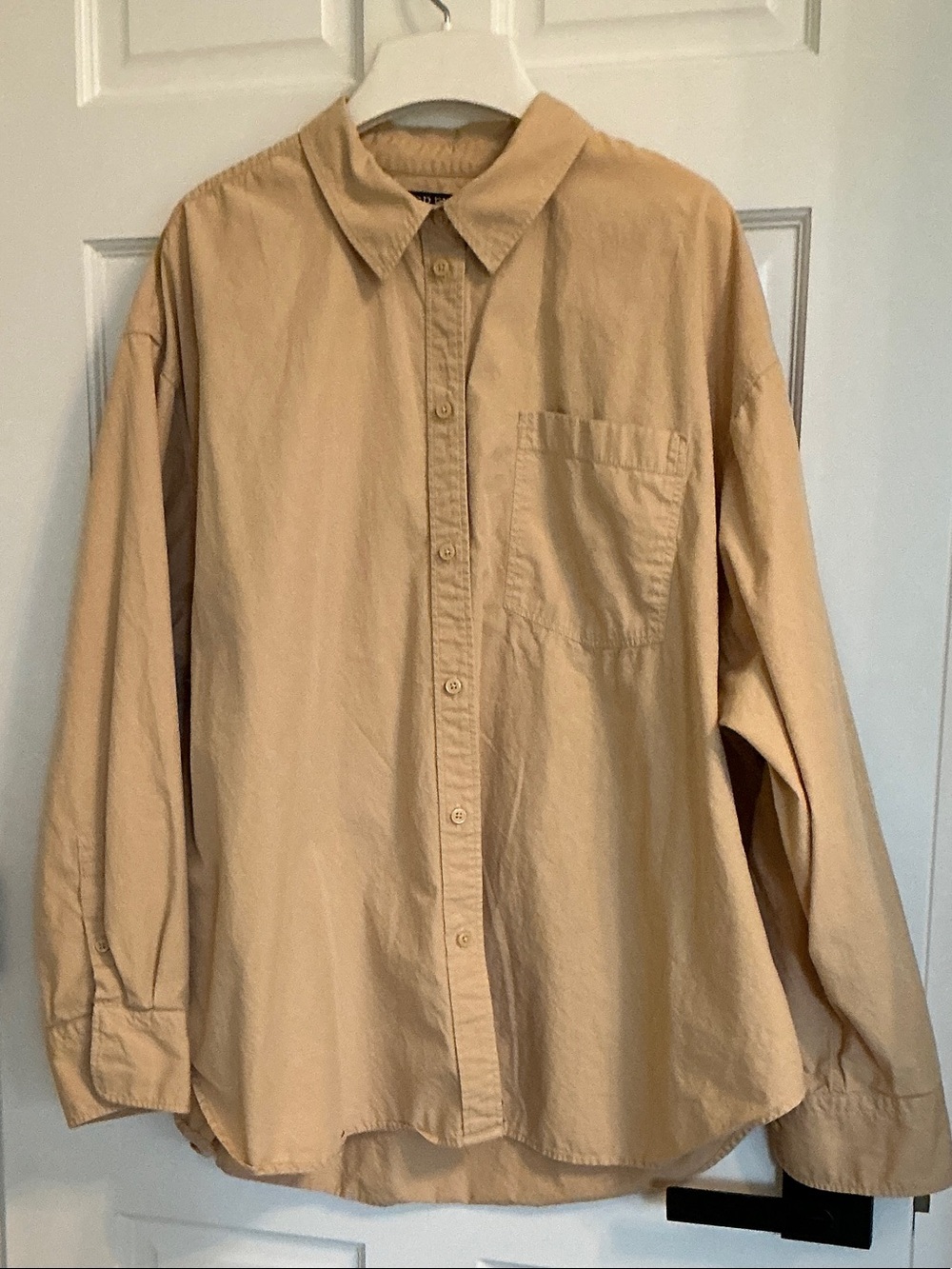 J. Crew Oversized Button-Down Shirt in Beige